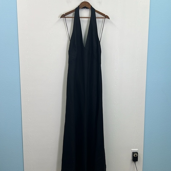 REFORMATION - Deliah 100 % Linen V Neck Halter Neckline Maxi Dress Size 16 - Picture 9 of 13